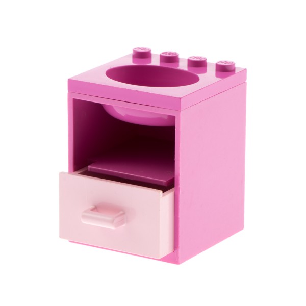 1x Lego Belville Schrank 4x4x4 dunkel pink Schublade pink Spüle 6195 6198 6197