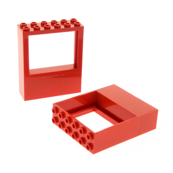 2x Lego Fenster Rahmen rot 2x6x6 Freestyle Window 6114 4216 623621 6236
