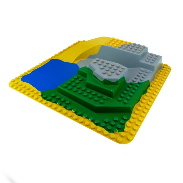 1x Lego Duplo 3D Bau Platte B-Ware abgenutzt 24x24 gelb grün Felsen Zoo 2295
