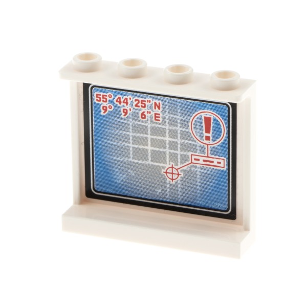 1x Lego Panele weiß 1x4x3 Sticker Karte Ziel Koordinaten rot innen 60581pb039