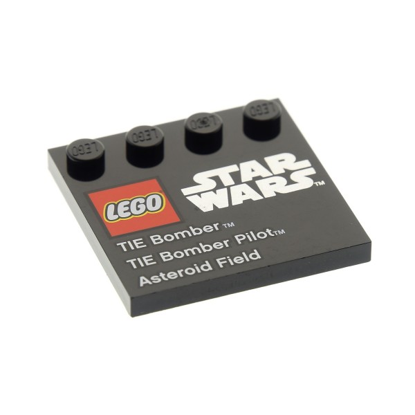 1x Lego Fliese modifiziert 4x4 schwarz bedruckt Star Wars Asteroid 6179pb057