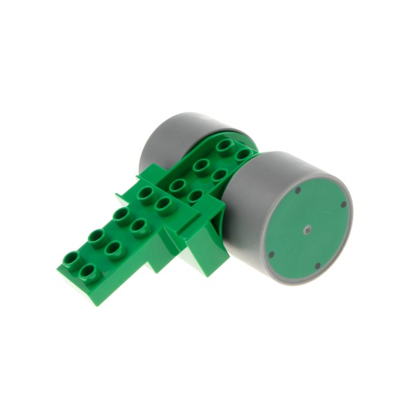 1x Lego Duplo Fahrzeug Hinterteil Walze B-Ware abgenutzt grün grau Rollo 42250