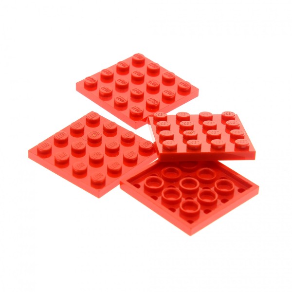 4x Lego Bau Platte rot 4x4 Basic flach Stein 4243814 303121 3031