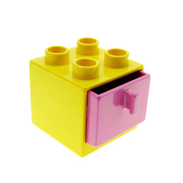 1x Lego Duplo Möbel Schrank gelb pink rosa 2x2x1.5 Schublade 2x2 4890 4891