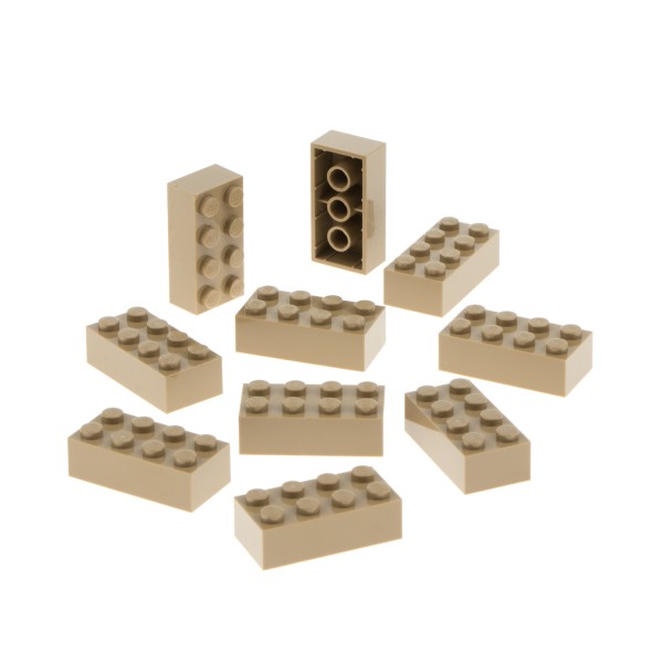 10x Lego Bau Stein 2x4x1 dunkel beige Basic 4247145 3556 15589 54534 72841 3001