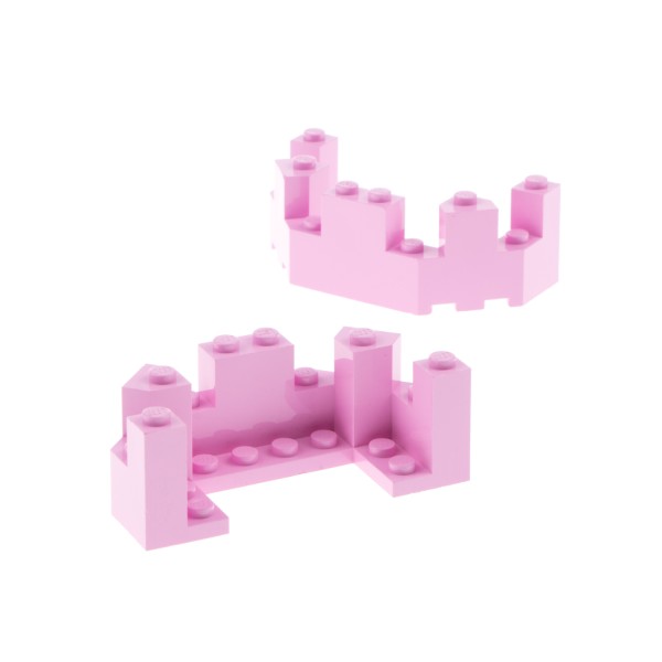 2x Lego Burg Zinne 4x8x2 1/3 hell rosa pink Mauer Ecke Turm Stein 6021769 6066