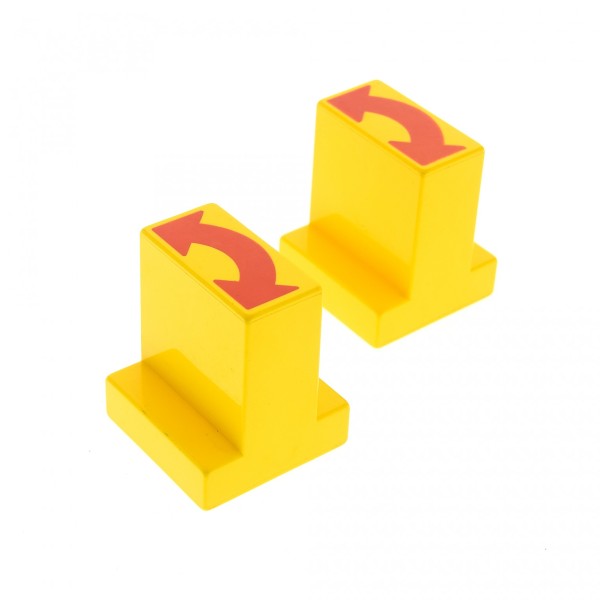 2x Lego Duplo Stellstein B-Ware abgenutzt gelb 2x2x2 rot Doppel Pfeil 6442pb01