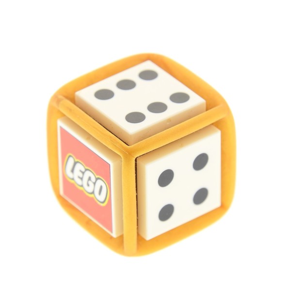 1 x Lego System Spiel Würfel perl gold Gummi Gehäuse mit 2x2 Fliesen Spiele Games 4648939 Golden Cube (Die) (TRU Exclusive) 64776