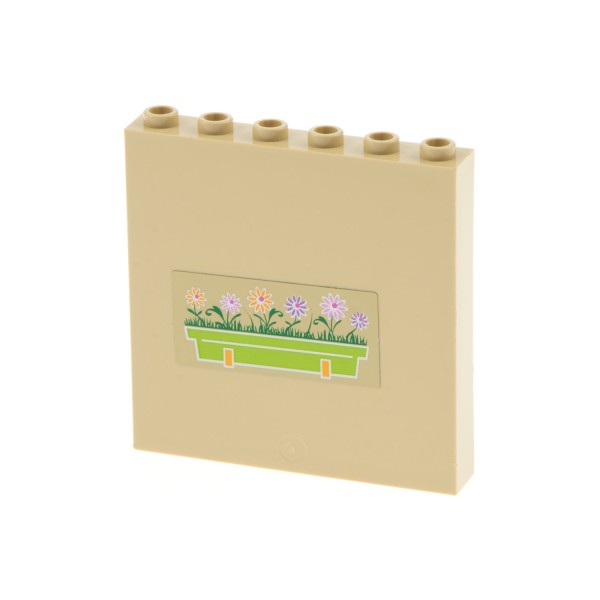 1x Lego Paneele beige 1x6x5 Sticker Blumen Kasten grün Set 3185 59349pb074