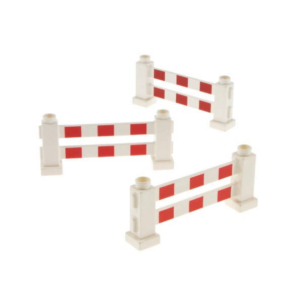 3x Lego Duplo Zaun 1x6x2 weiß Streifen rot Absperrung Polizei Baustelle 31021p01