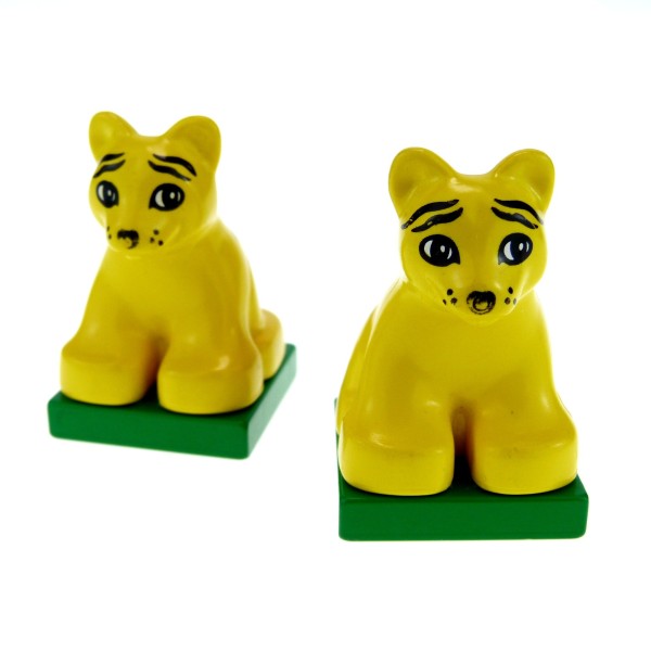 2 x Lego Duplo Tier Tiger Baby gelb gestreift Safari Zoo Dschungel Katze leicht zerkratzt 2334c03pb03