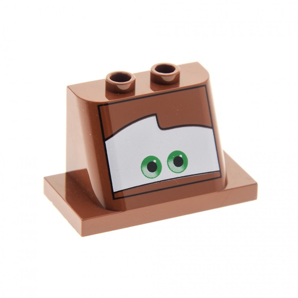 1 x Lego System Windschutzscheibe reddish rot braun 2 x 3 x 2 Base 2x4 mit Augen Typ1 Auto Cars Hook Set 8201 8487 8679 93598pb01