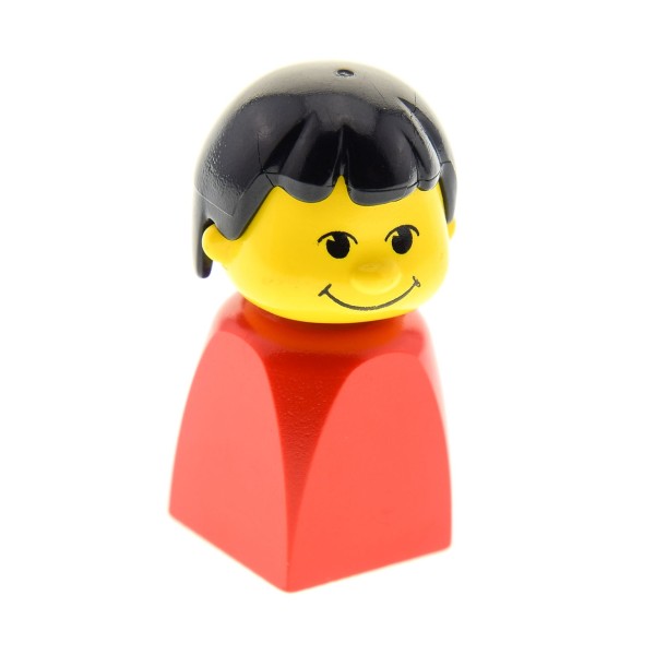 1 x Lego System Figur Basic Mädchen rot Finger Puppe Frau weiblich Haare schwarz (bfp001) Set 1511 9988 347 366 4224c01