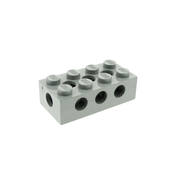 1x Lego Technic Bau Stein alt-hell grau 2x4 Seiten Löcher Noppen voll 802 3709c