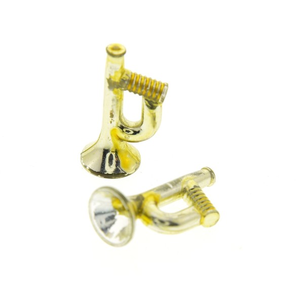 2x Lego Trompete B-Ware abgenutzt chrome gold Figuren Zubehör Horn Western 71342