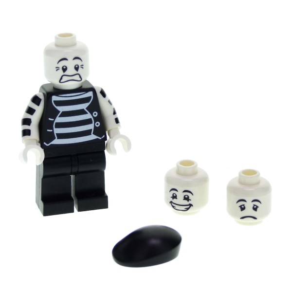 1x Lego Figur Minifiguren Figur Serie 2 Pantomime schwarz weiß col02-9 col025 