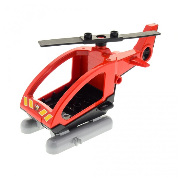 1x Lego Duplo Hubschrauber rot schwarz Feuerwehr Helikopter 47414a 1314c03pb01
