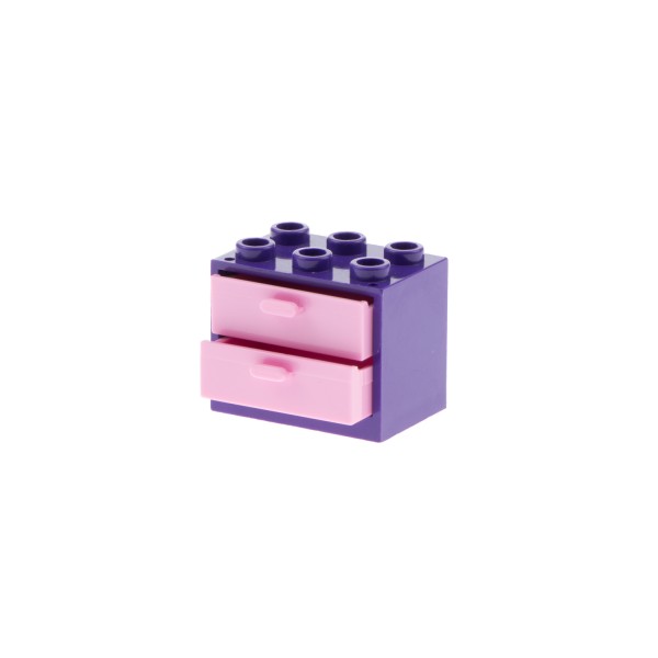 1x Lego Schrank Gehäuse 2x3x2 dunkel violette Schublade rosa 4536 92410 4532b