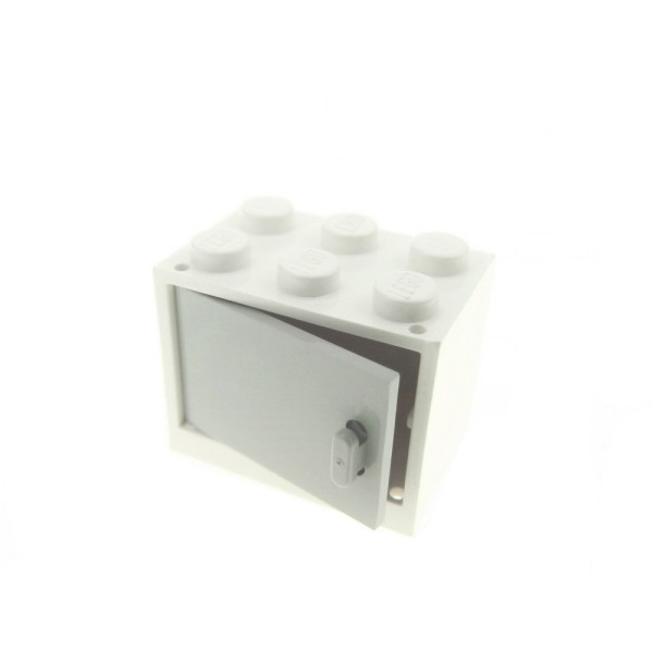 1x Lego Schrank weiß 2x3x2 Container Kiste Box Tür alt-hell grau 4533 4532a