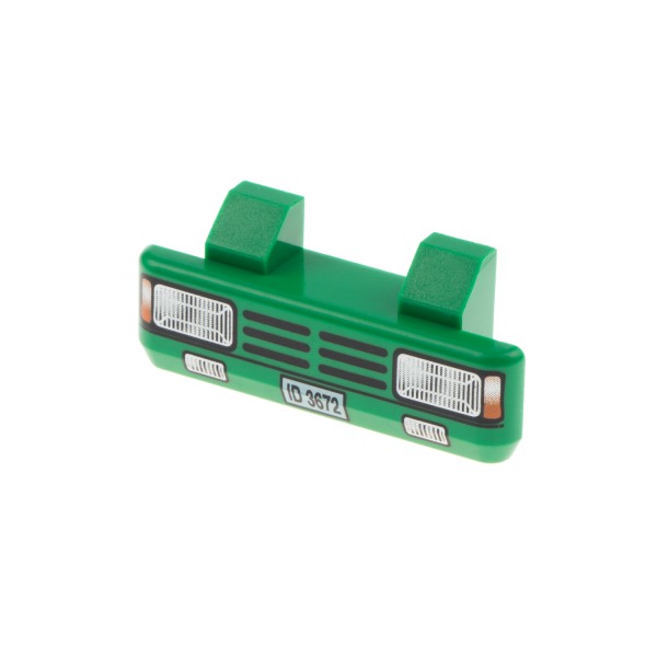 1x Lego Fahrzeug Kühlergrill 2x6 grün Stoßfänger bedruckt ID 3672 2 Pins 45409pb02