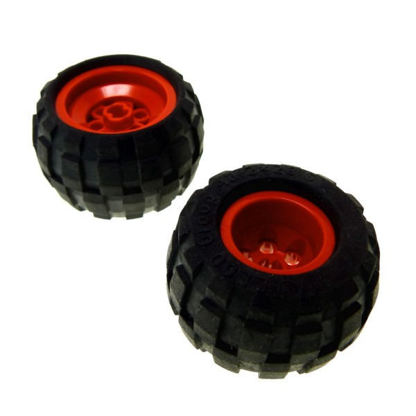 2 x Lego Technic Rad schwarz rot 43.2x28 S Räder Felge Ballon Reifen komplett Auto LKW Technik 6579 6580c01