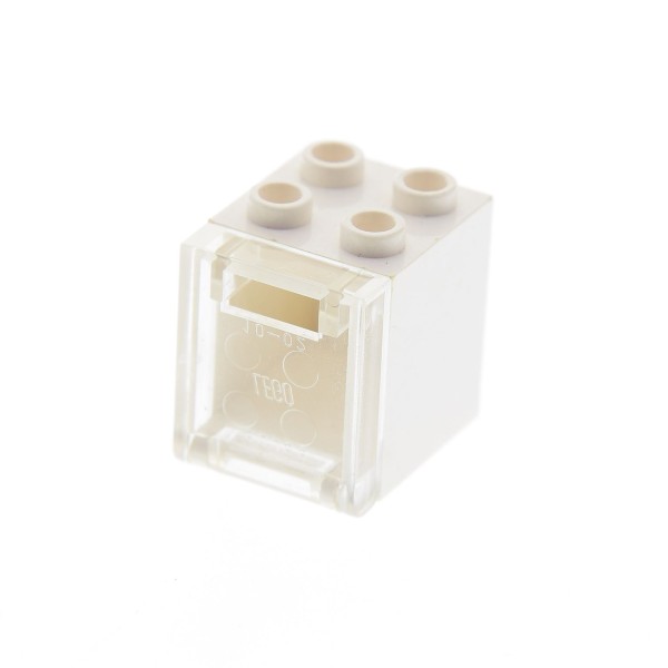 1x Lego Schrank Container weiß 2x2x2 Box Tür transparent weiß Klappe 4346 4345
