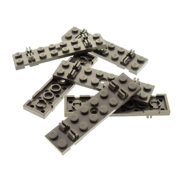 6x Lego Eisenbahn Bahnschwelle Platte 2x8 alt-dunkel grau Kabel Rillen 4166