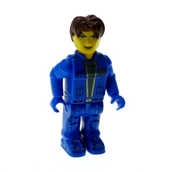 1 x Lego System 4 Juniors Figur Jack Stone Mann Jacke blau Hose blau Haare braun 4612 1435 4618 js026