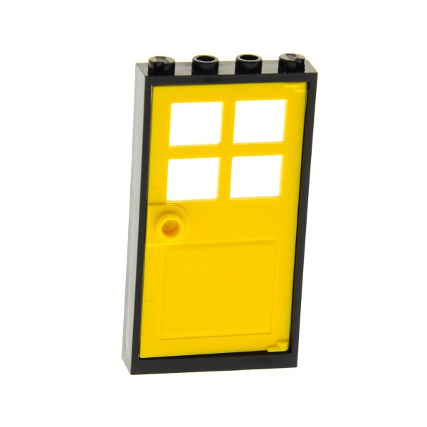 1x Lego Tür Rahmen 1x4x6 schwarz mit Tür Blatt gelb Oberlicht 60623 60596