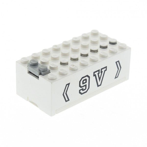 1x Lego Elektrik Batteriekasten 9V 8x4 weiß Box bedruckt geprüft 4760c01pb02