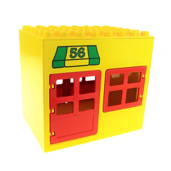 1x Lego Duplo Gebäude Post 6x8x6 gelb rot Haus Nr. 56 2208 2205 2204pb02