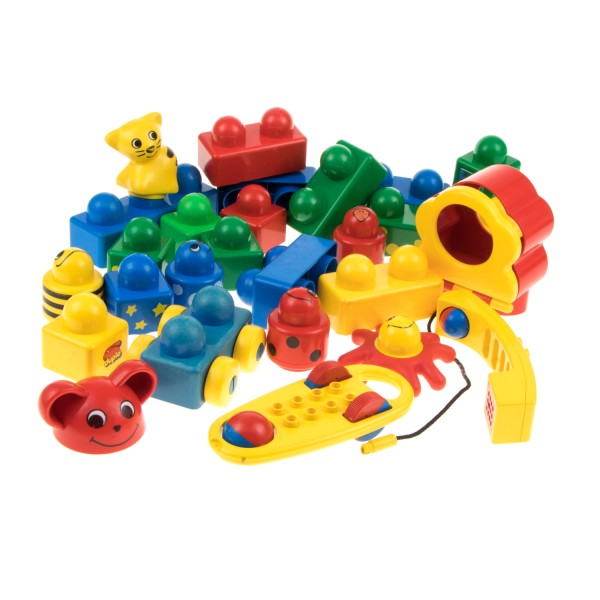 1x Lego Duplo Primo Set B-Ware abgenutzt Stein rot blau gelb Tiere Haus 31001 