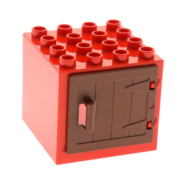 1x Lego Duplo Fenster 4x4x3 rot Würfel Tür 1x4x3 rot braun Holztor 87653 18857
