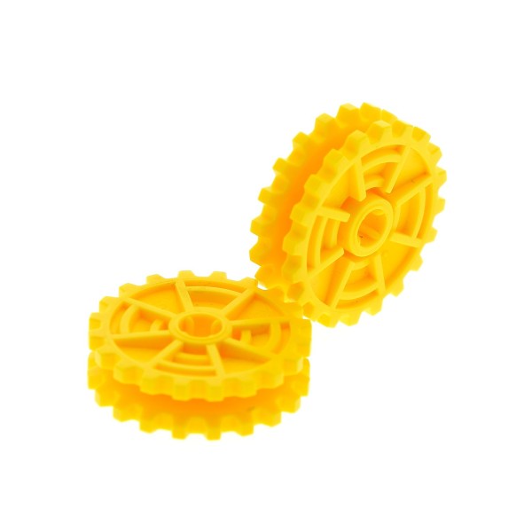 2x Lego Technic Zahnrad gelb 20 doppel Zähne Rad Technic 8538 8483 8482 32089