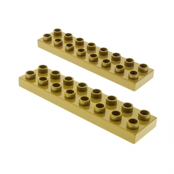 2x Lego Duplo Bau Platte 2x8 dunkel beige Stein Set 4864 7846 4777 4196414 44524