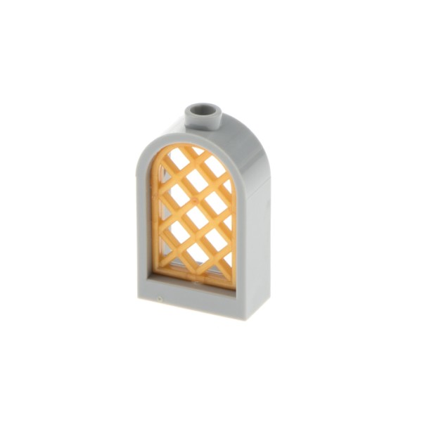 1x Lego Fenster Rahmen 1x2x2 hell grau rund Gitter gerade perl gold 30046 30044