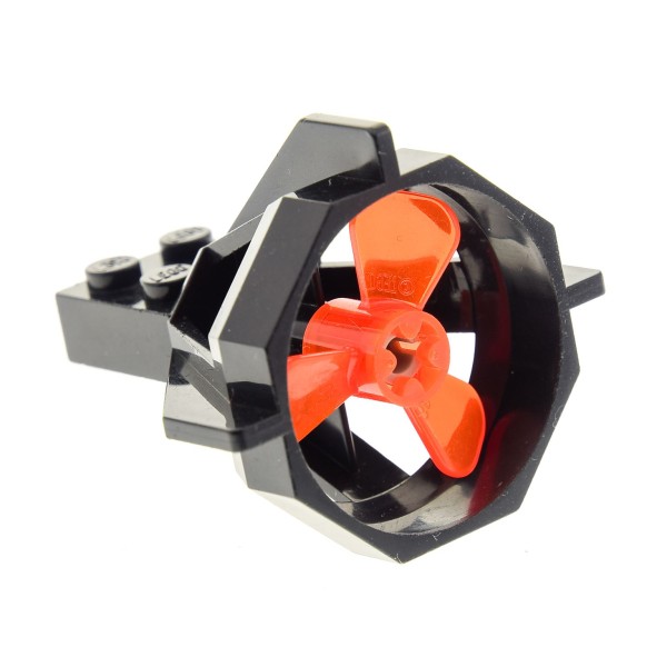 1 x Lego System Propeller Gehäuse schwarz U-Boot Antriebe Düse Schraube transparent neon orange 6040 6041
