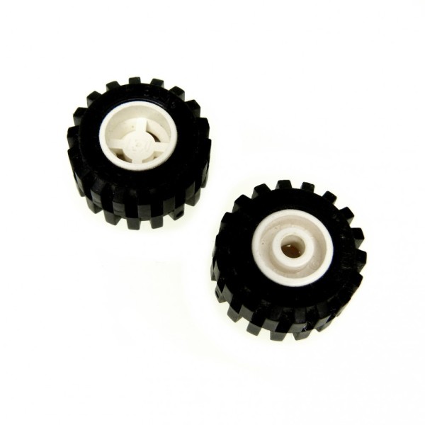 Lego 6014ac01 # 20 x Reifen Räder Rad 21mmD.x12mm Felge weiß 8865 