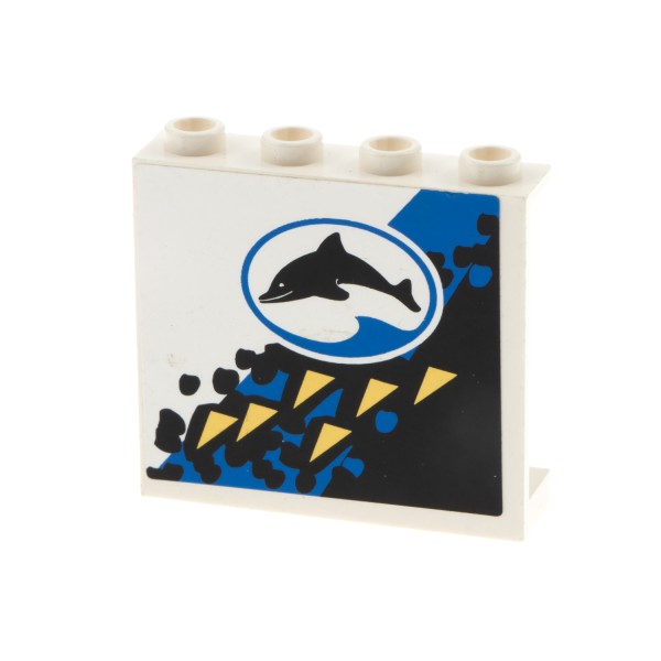 1x Lego Panele weiß 1x4x3 Sticker Delfin in Rahmen oval links 6556 4215pb021