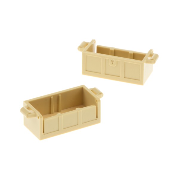 2x Lego Schatz Truhe 2x4 beige Unterteil mit Schlitz Container Kiste 4738a