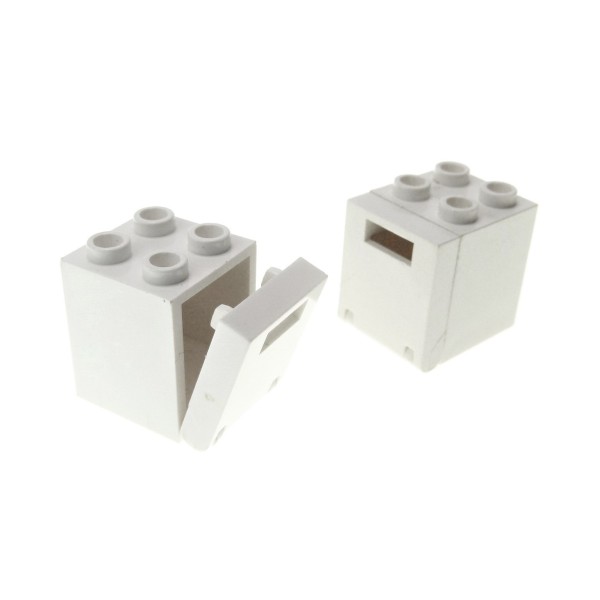 2x Lego Schrank weiß 2x2x2 Container Box mit Tür Klappe Briefschlitz 4346 4345
