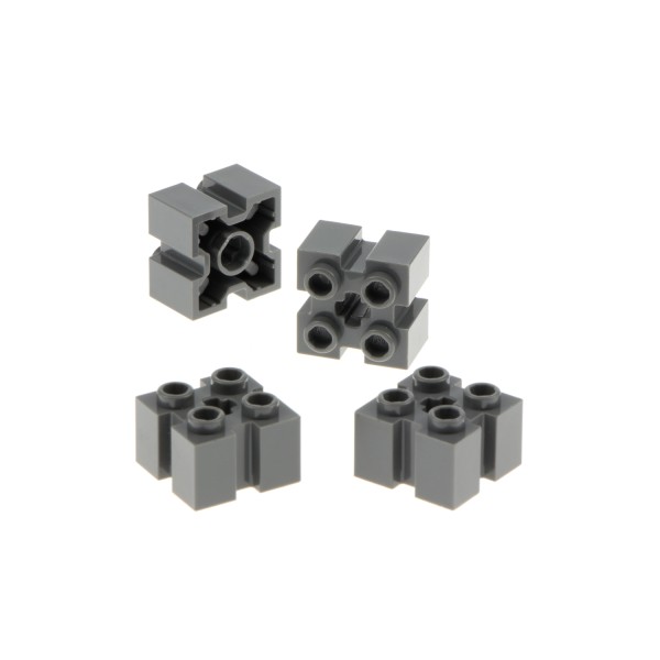 4x Lego Bau Stein modifiziert 2x2x1 dunkel grau Führungsschiene Nut 39683 90258