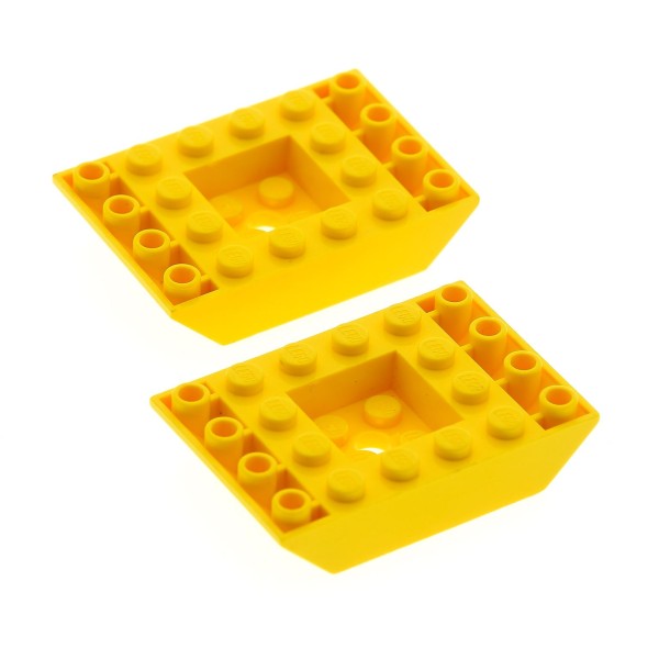 2x Lego Dachstein 45° negativ 6x4 gelb Rumpf schräg Mittelteil 4117059 30183