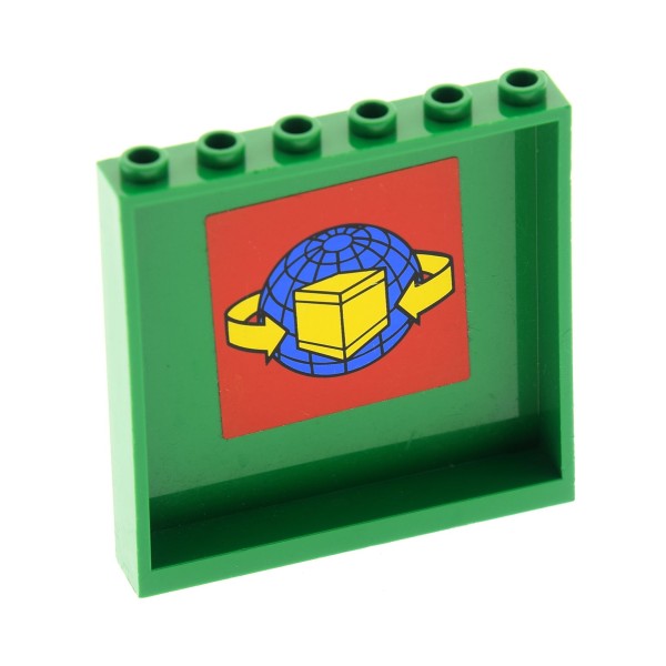 1x Lego Mauerteil grün 1x6x5 Sticker innen Globus Panele Wand 59349pb018