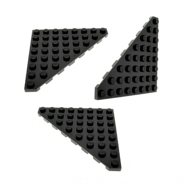 3x Lego Keil Bau Platte 8x8 schwarz Dreieck Ecke Flügel schräg 4205347 30504