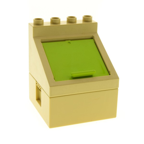 1 x Lego Duplo Abfall Box Container beige tan 4x4 Klappe lime grün Müll Tonne Kiste Ober Unter Teil für Set 3294 Bob der Baumeister 6469 52064 47423