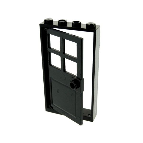 1x Lego Tür Rahmen 1x4x6 schwarz Tür Blatt Fensterkreuz Oberlicht 60623 60596