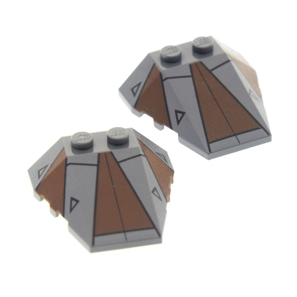2x Lego Dach Stein 4x4x1 neu-dunkel grau bedruckt braun 4626687 48933pb008