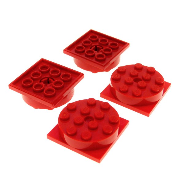 4x Lego Drehteller 4x4x1 Platte rot Rund Stein 3404 3403c01