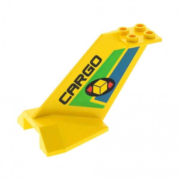 1x Lego Leitwerk Flügel gelb bedruckt CARGO grün blau Heck Flosse 6330 4867pb02
